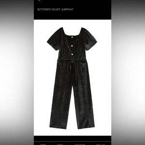 Zara Kids Girls Buttoned Velvet Jumpsuit Size 9